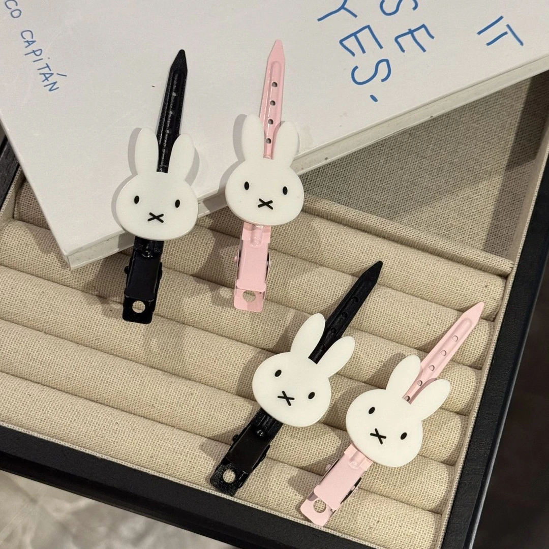 可爱米菲兔发夹超萌卡通少女刘海夹软萌百搭无痕一字夹日系鸭嘴夹