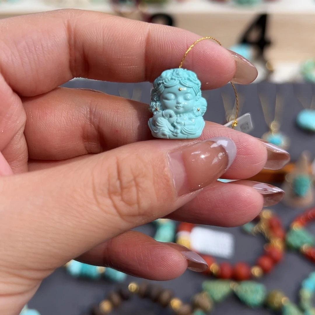 绿松石未镶嵌把件度母娘娘配饰