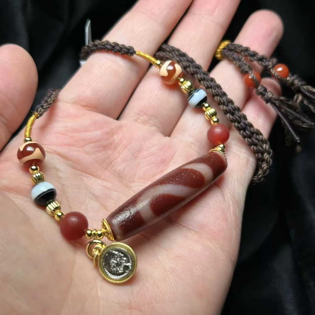 【曹美丽精选】H91711-玛瑙DIY脖挂（金钱勾）-11*50mm