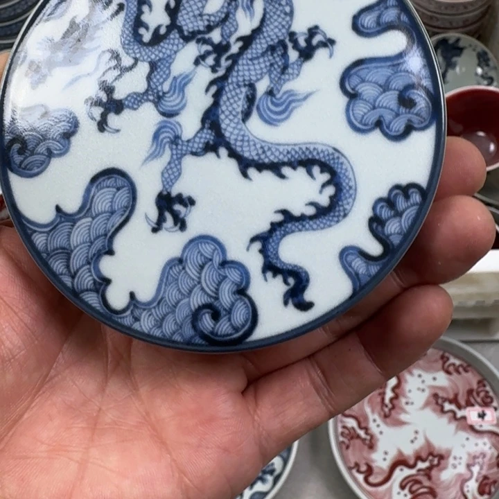 摆件青花穿云龙盖置