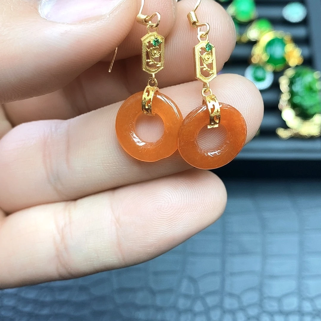 翡翠银S925镶嵌耳饰耳饰