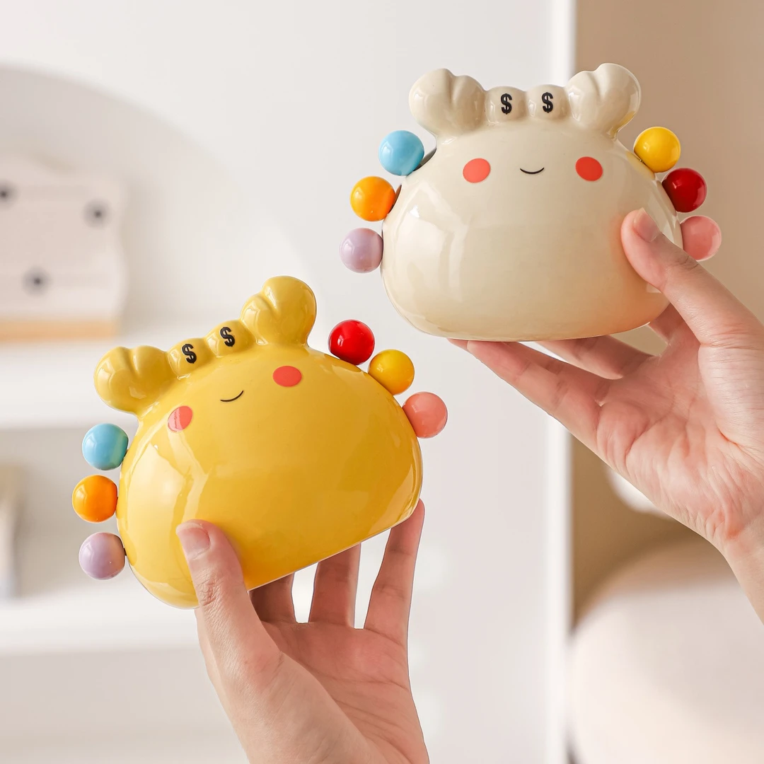 时尚财迷小螃蟹水果叉套装家用不锈钢甜品叉高级感收纳果叉盒