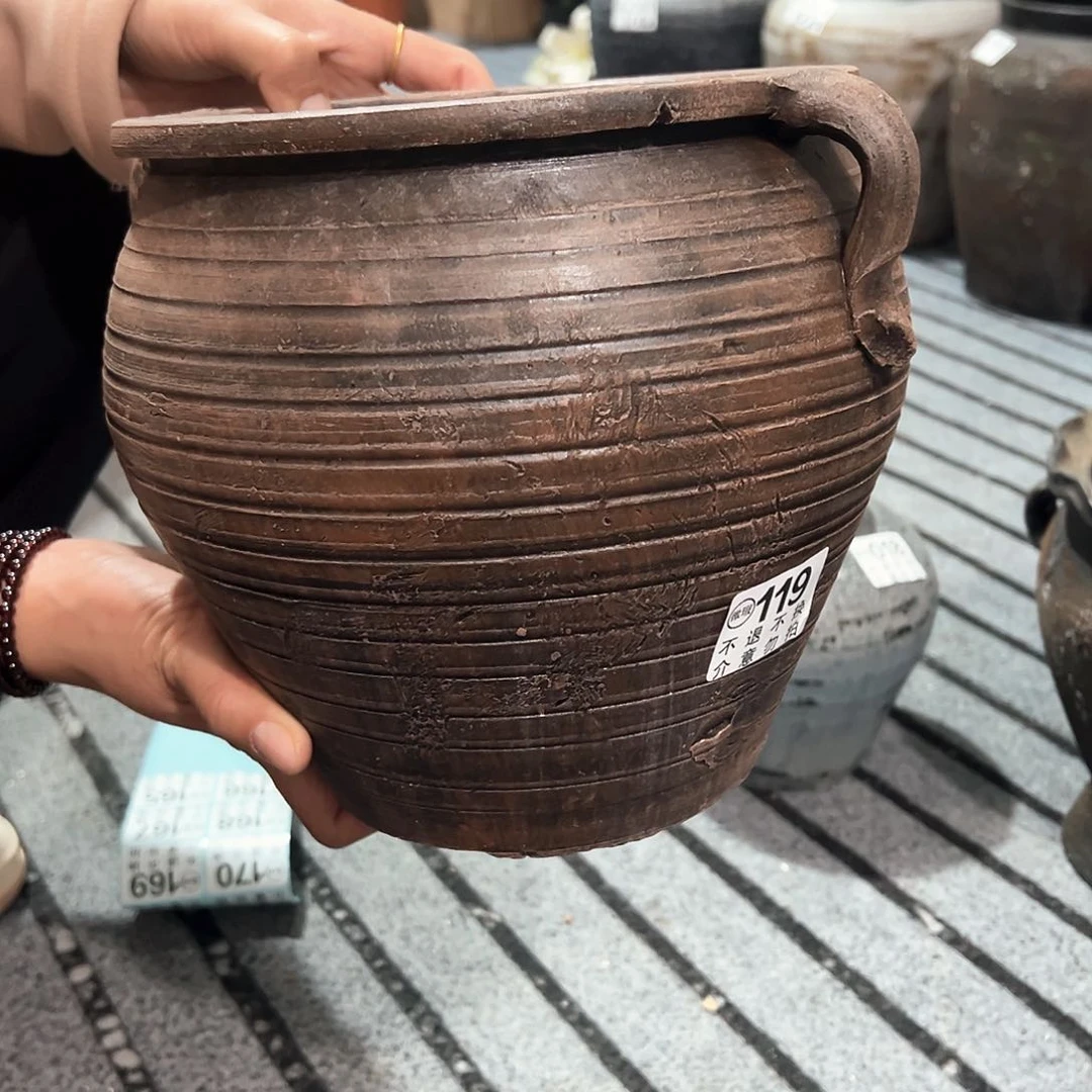 红陶瑕疵红色双耳119