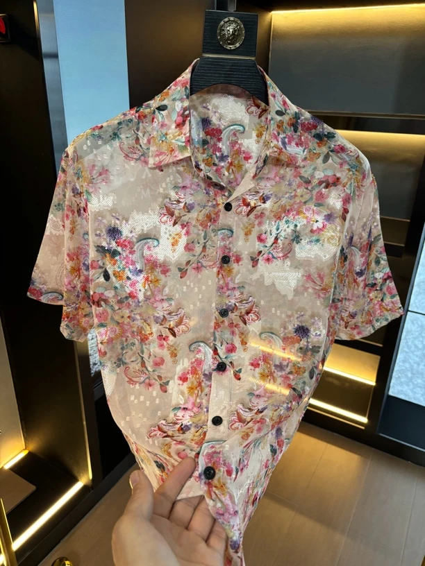 2059男装夏季新款男士半袖翻领衬衫上衣潮牌韩版宽松休闲显瘦