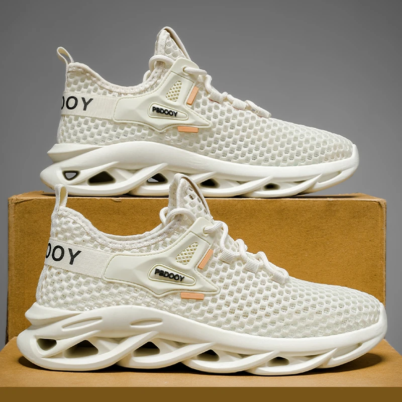 夏季透气网面镂空防臭软底男鞋跑步运动休闲轻便潮鞋