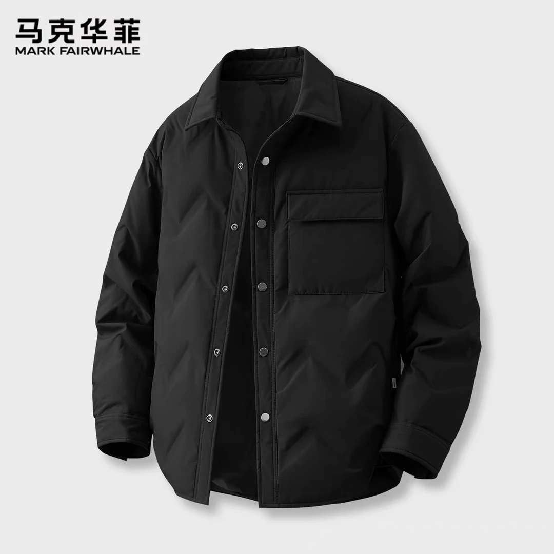 【90白鸭绒】马克华菲羽绒服男冬季保暖衬衫领户外休闲轻薄羽绒外套