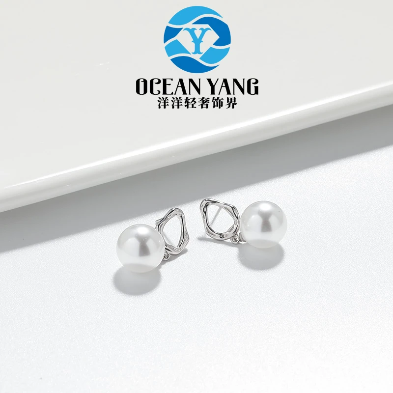 925银银制品 YyQs——S925银 12mm 澳白色 梦幻款耳钉