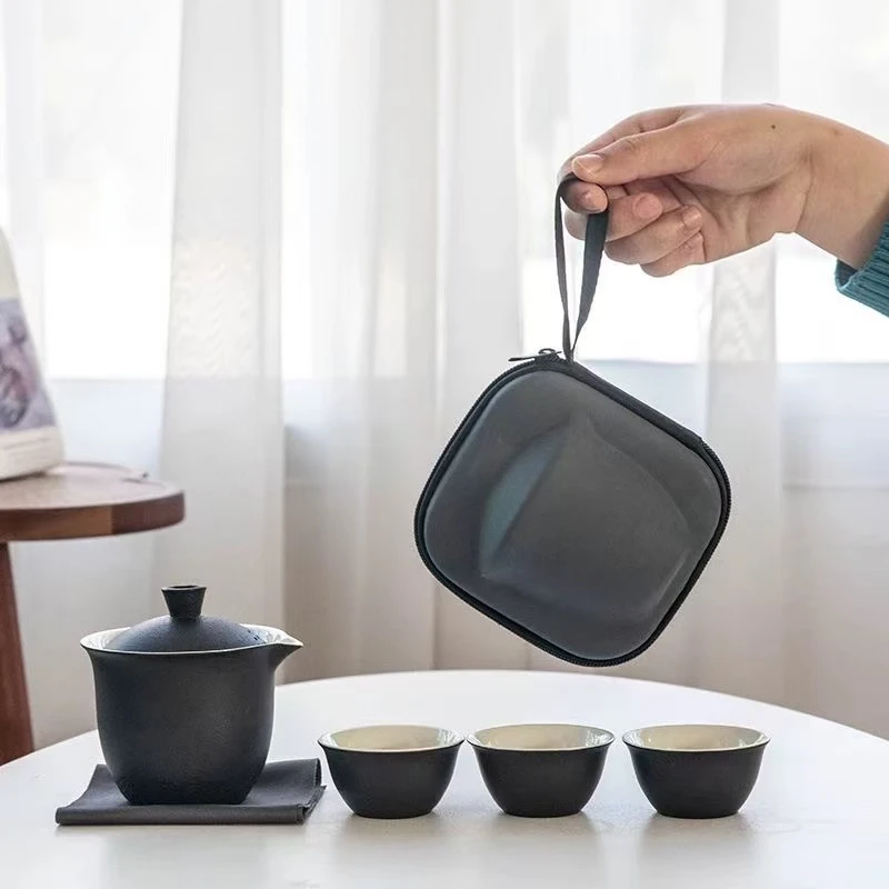 黑色路宝 一壶三杯户外便携式家用旅行茶具   19