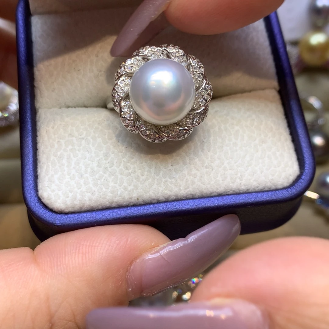 银S925镶嵌戒指海水珍珠