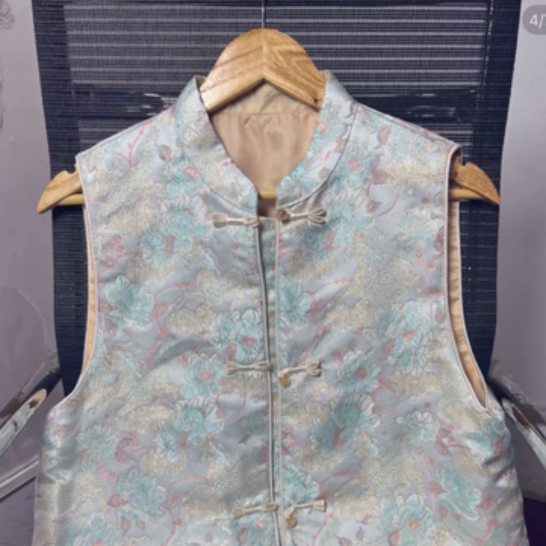 俏佳人春秋夏季复古印花刺绣民族风马夹中国风古装上衣