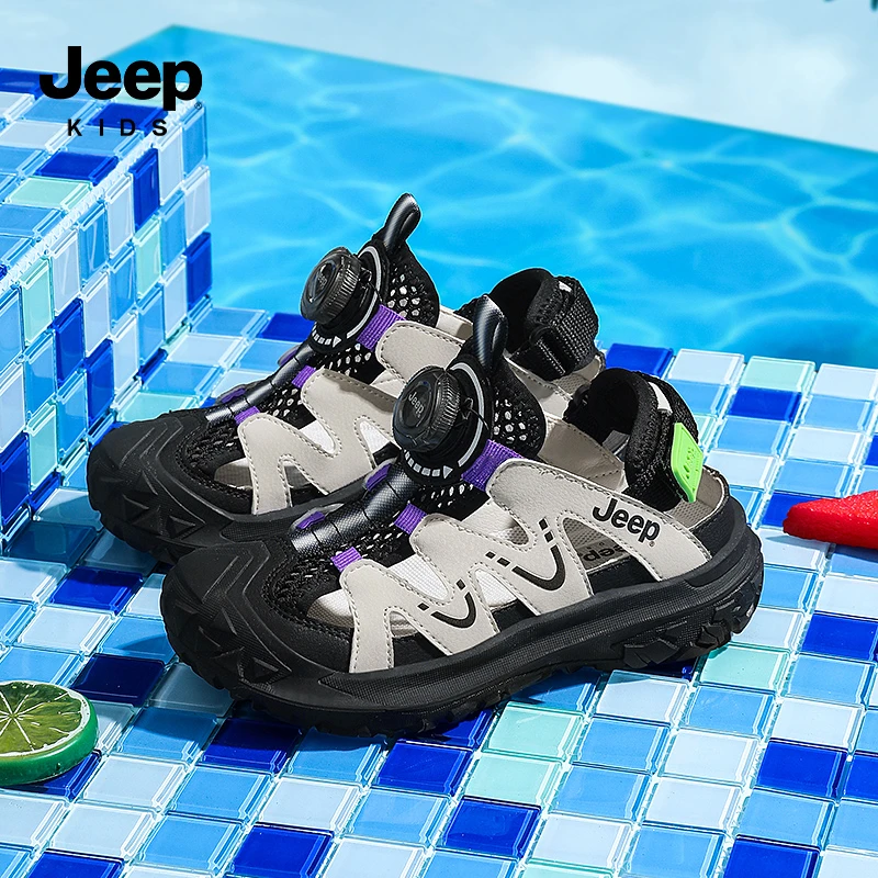 jeep儿童旋转扣户外溯溪凉鞋男童海边沙滩凉鞋夏新款女童凉拖鞋子