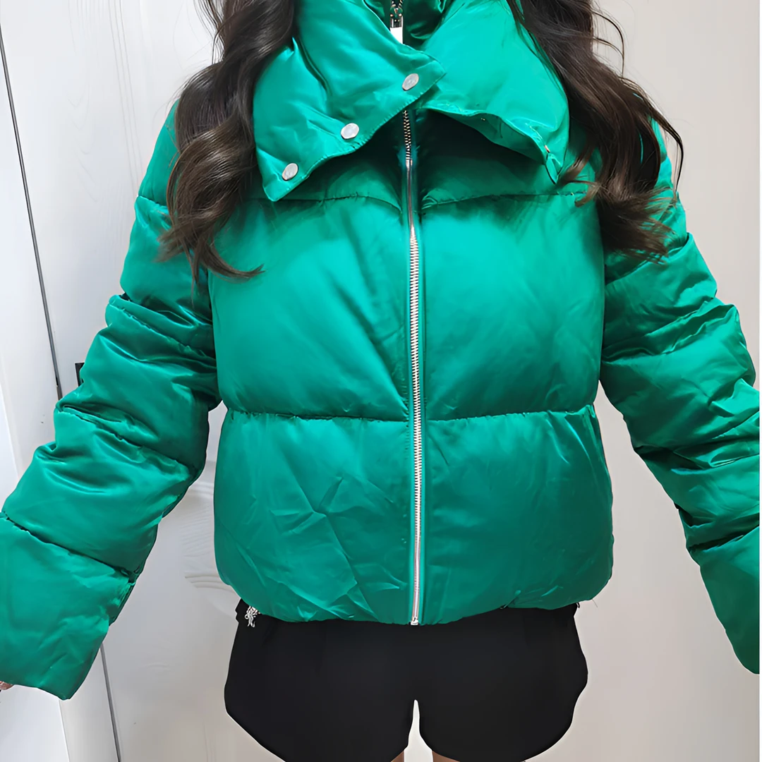 密扇占星公园绿色白鸭绒短款羽绒服M224B16034601