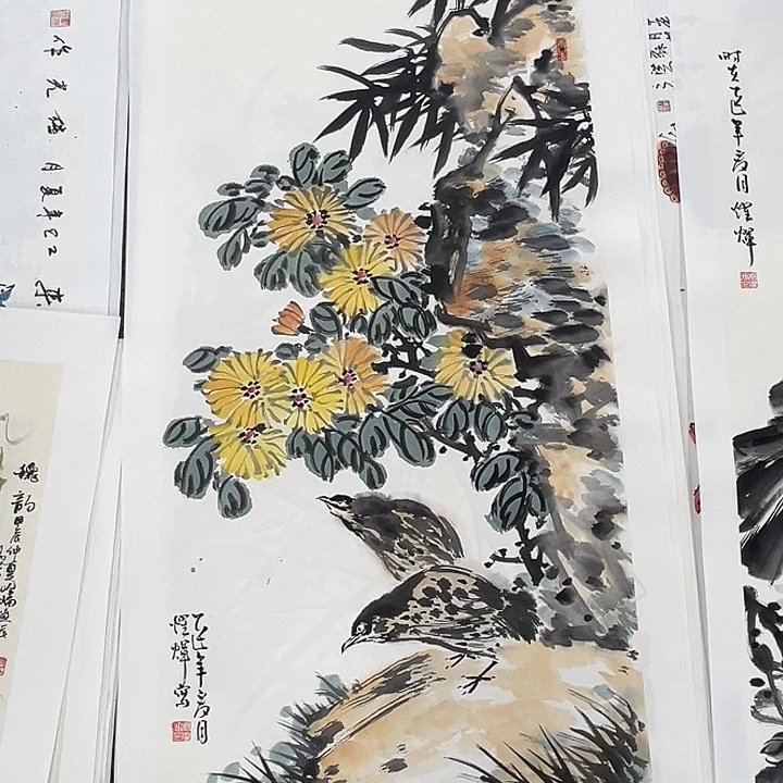 国画四尺花鸟作品m