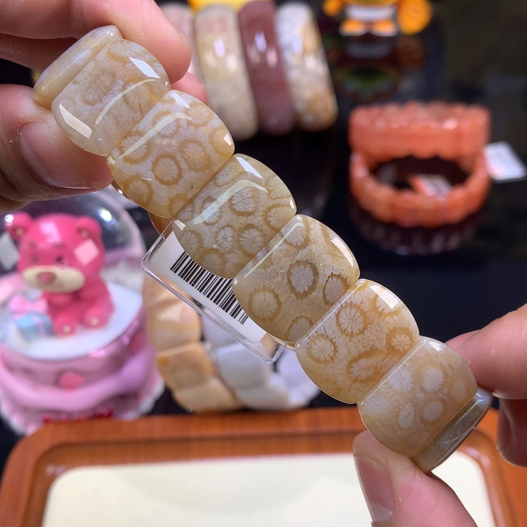 【闪购商品】颈饰未镶嵌硅化珊瑚(珊瑚玉)20号冰糖豹纹