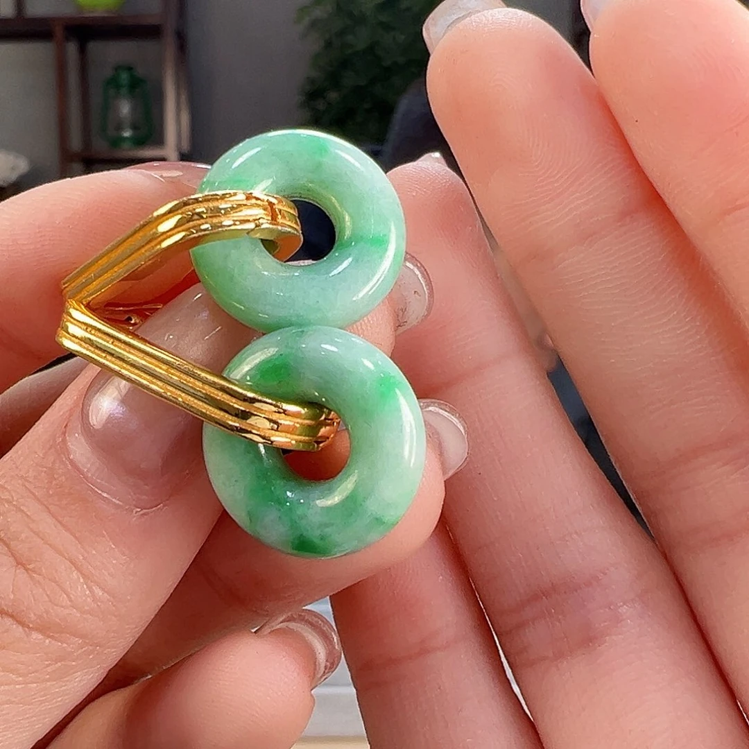 翡翠耳饰银S925镶嵌耳环34