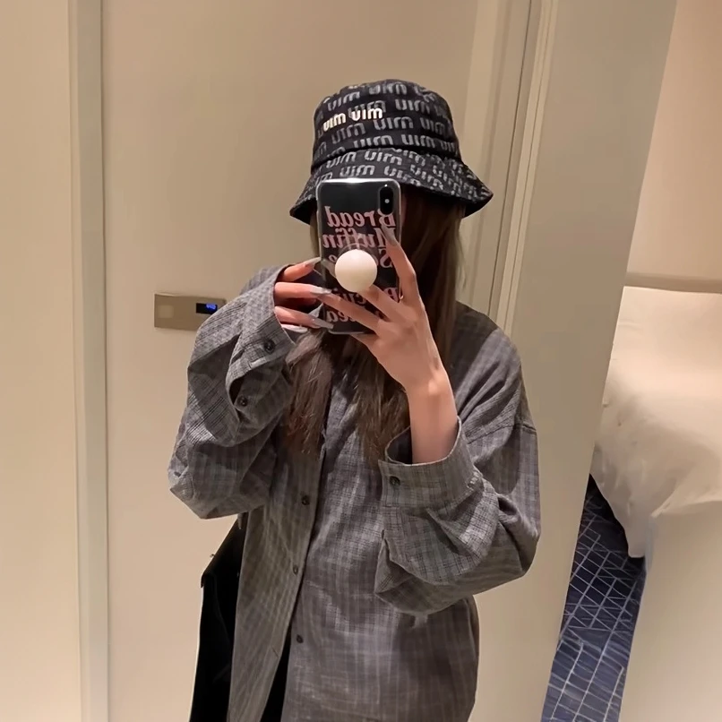 灰色格子衬衫女2025夏季新款慵懒风宽松休闲衬衣长袖防晒上衣外套