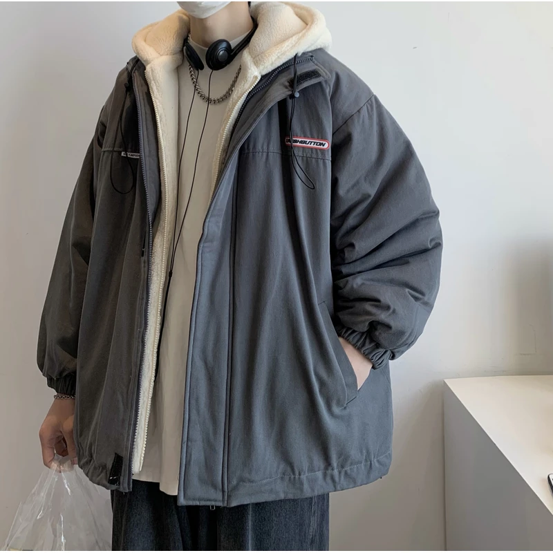 【11109包邮】2025秋冬款港风青少年学生拼接假两件加厚保暖棉衣