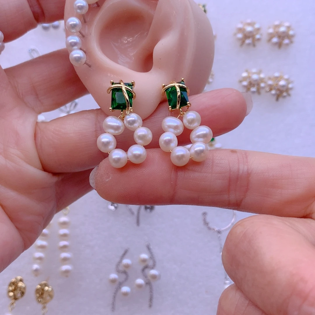 合金淡水珍珠耳饰