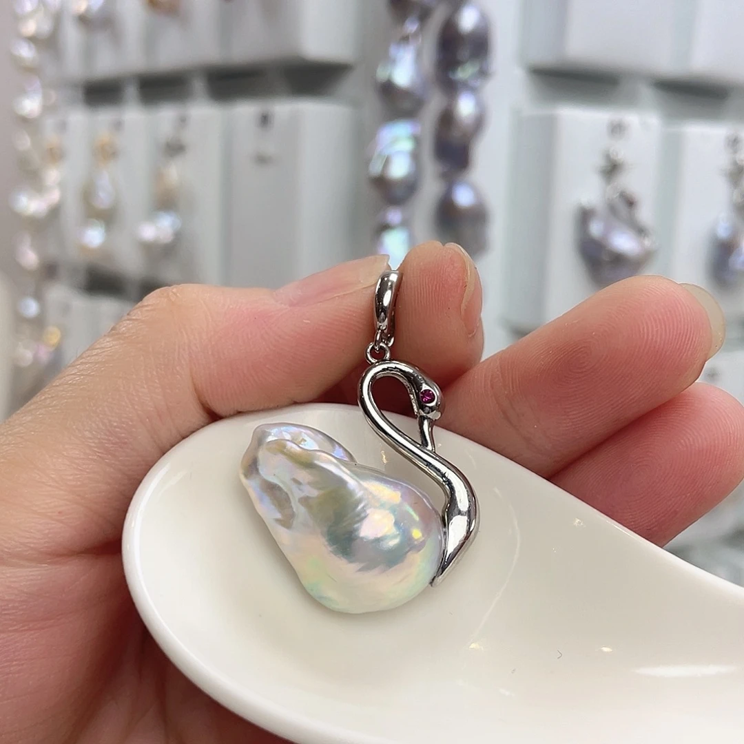 淡水珍珠银S925镶嵌颈饰宿*