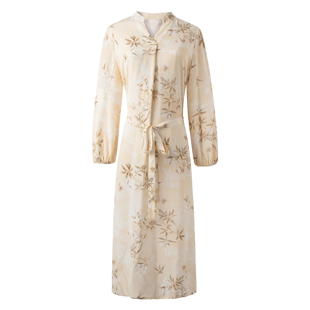 【金多多】桑蚕丝04双绉18姆米V领显瘦女士轻奢连衣裙 A2504