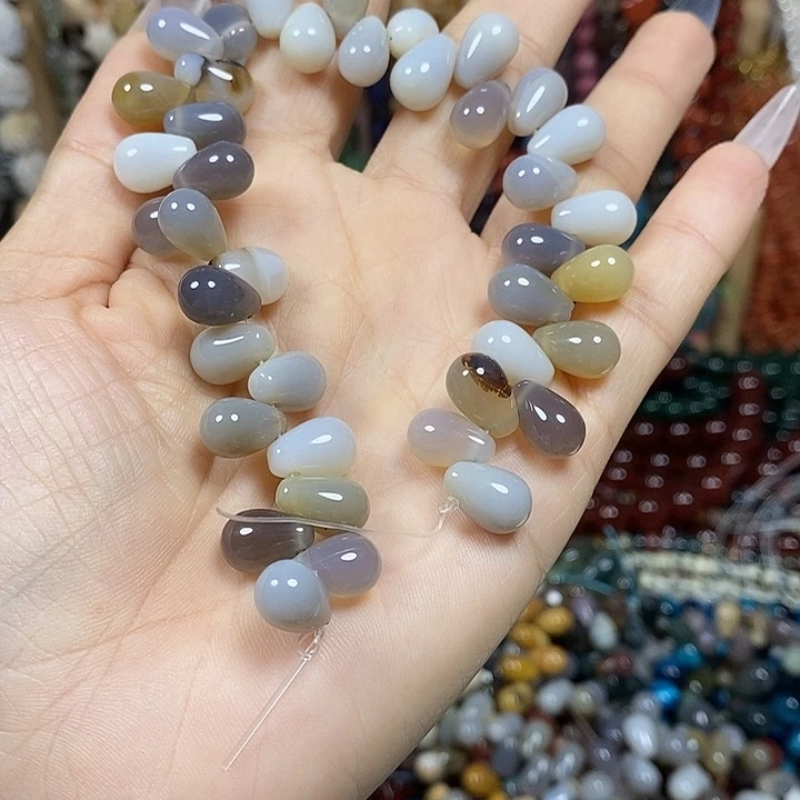 玛瑙/玉髓未镶嵌珠宝半成品玛瑙水滴卡8*12mm