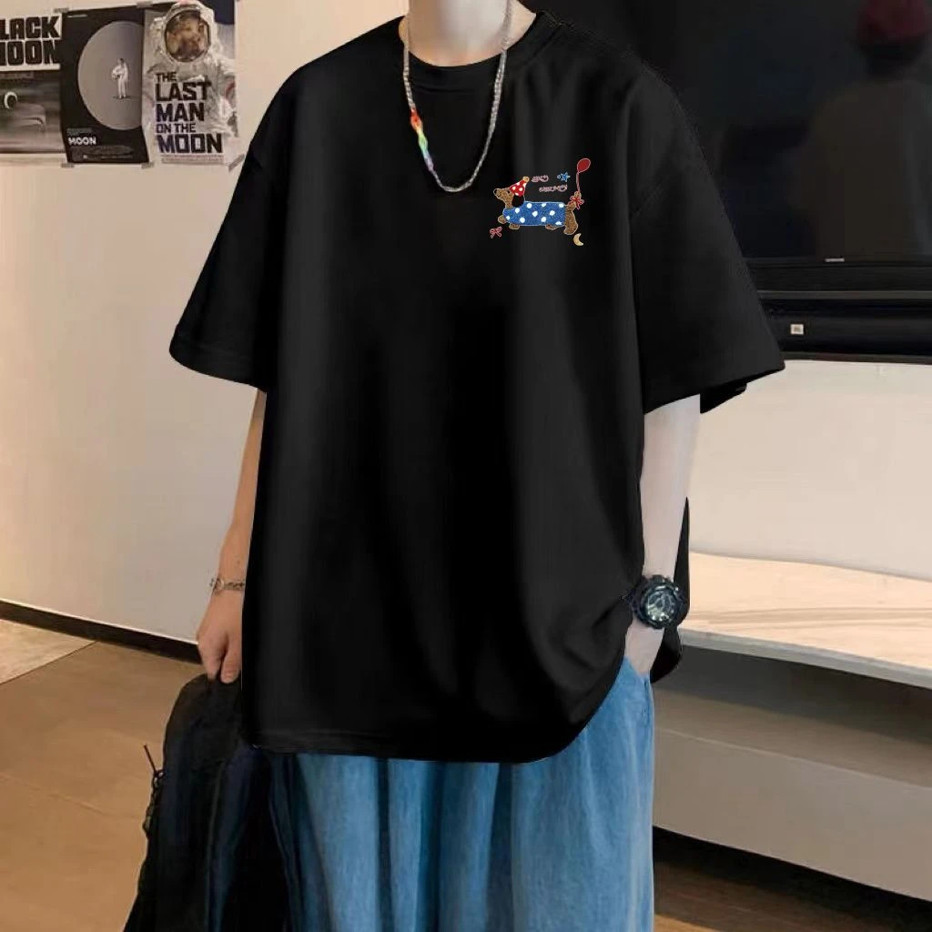 2025美式新款纯棉潮牌男T恤高质量百搭潮流宽松印花欧若风短袖