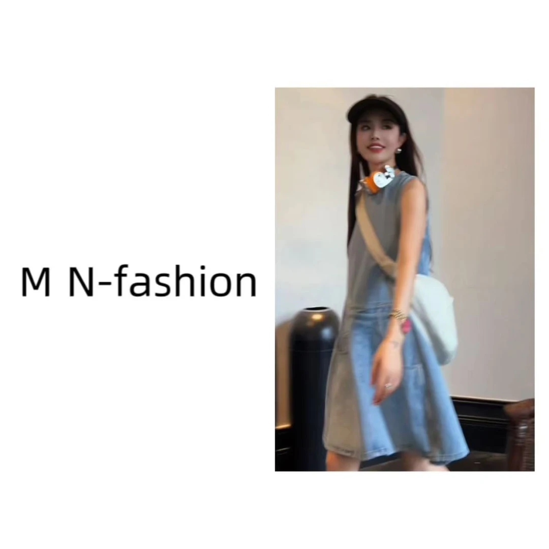 高定设计款欧货牛仔无袖连衣裙8239