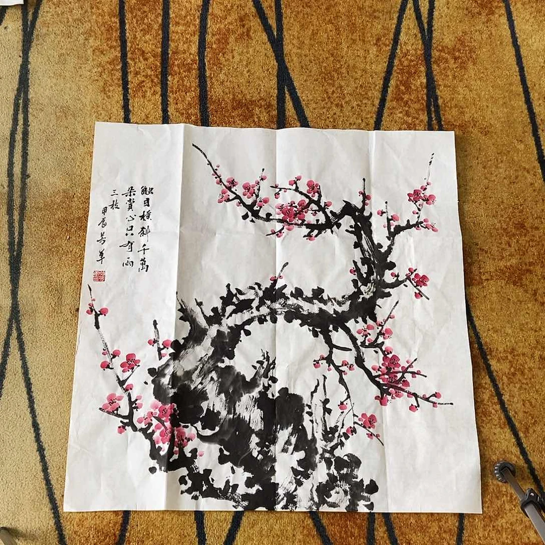 版画张芳军手绘梅花68.68