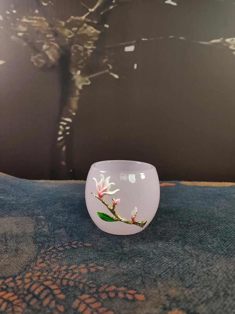 捏花粉琉璃主人杯-G1906