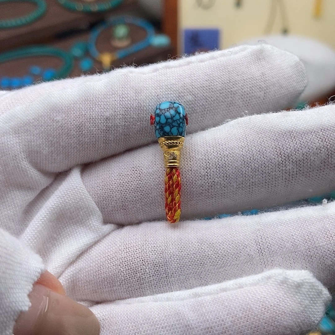 开***铺绿松石18K金镶嵌绿松石配饰h