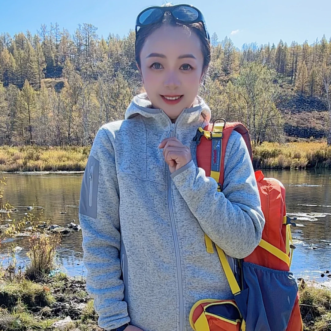 户外登山徒步针织抓绒衣男女保暖连帽运动外套秋冬适用