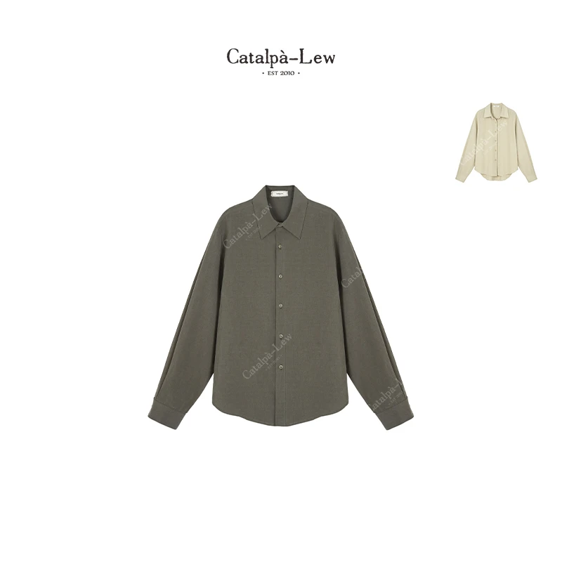 CatalpaLew「一」墟生美学春季简约设计天丝亚麻衬衫#C51375