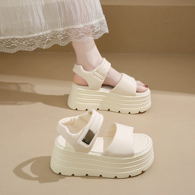 松糕厚底凉鞋女夏季外穿新款休闲百搭韩版沙滩鞋女网红时尚罗马鞋