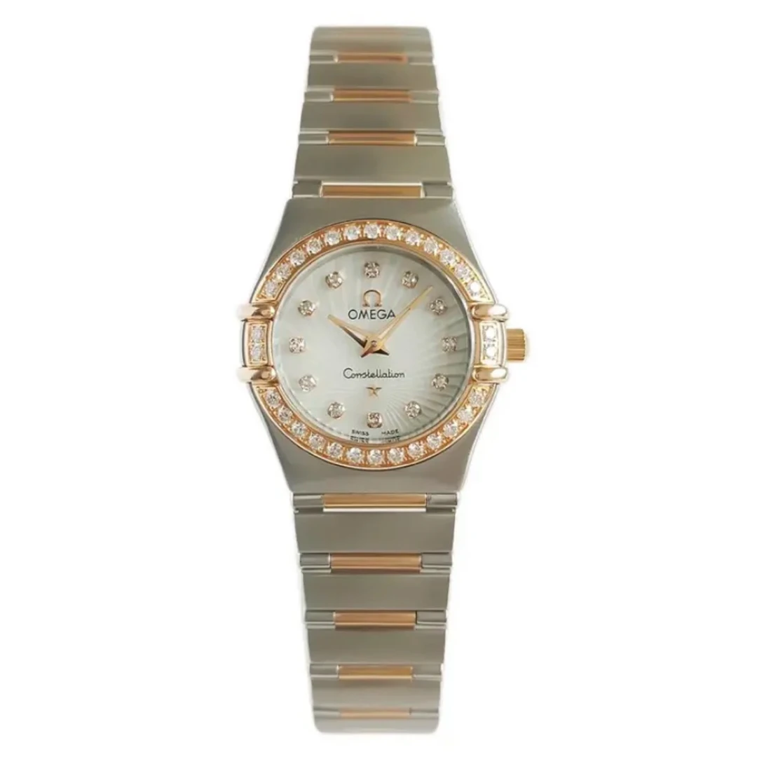 99新 Omega/欧米茄 22.5表径/星座/玫金/贝母螺纹/原钻/女士名表