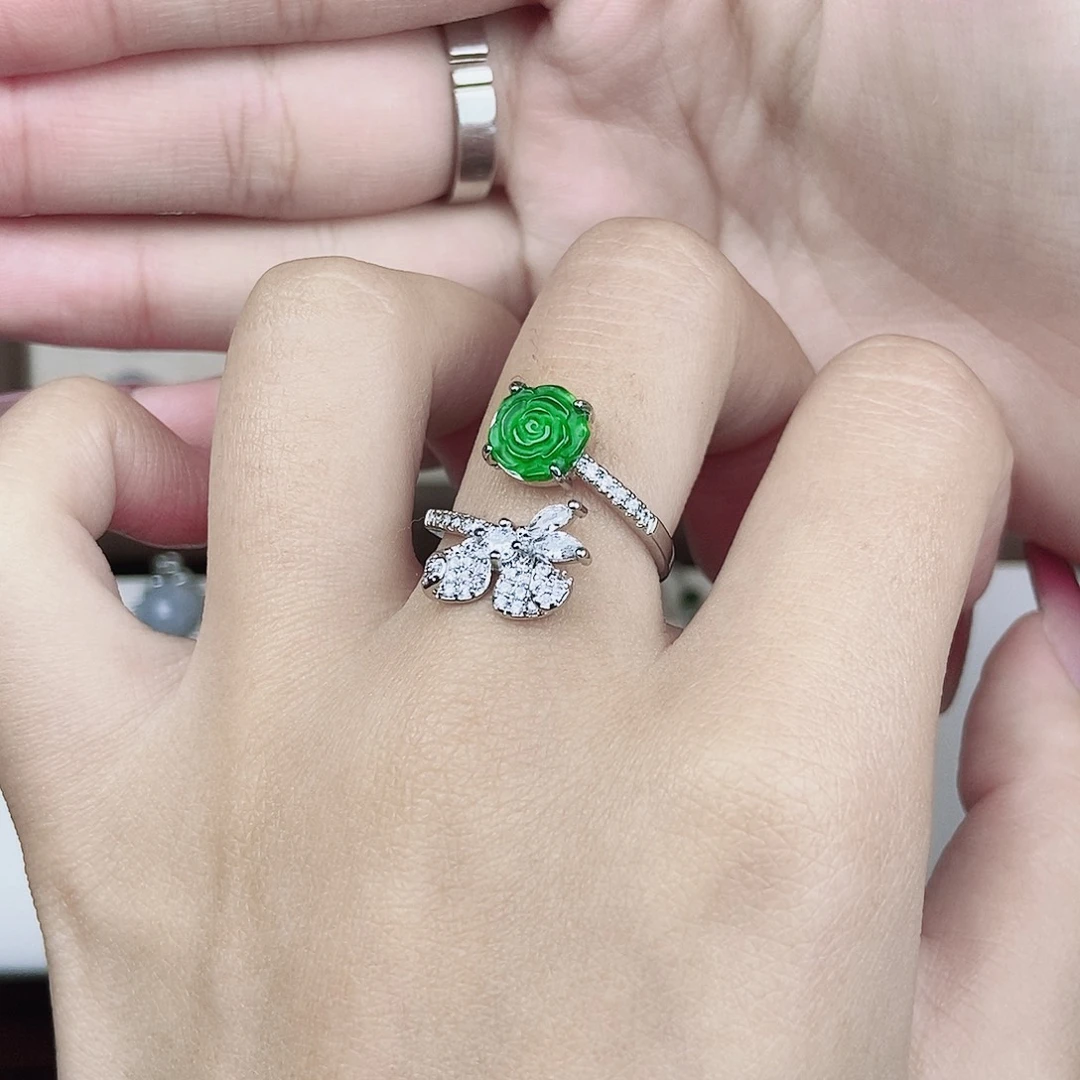 翡翠银S925镶嵌戒指22