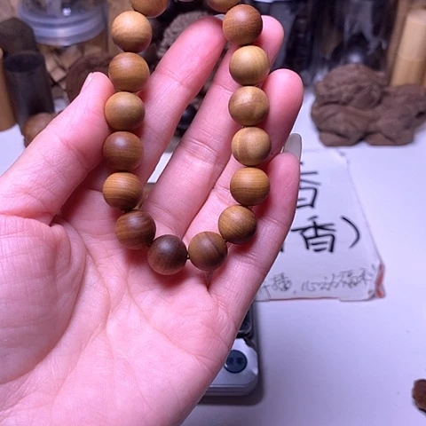 檀香木手串/手链檀香1.2/17孤品瑕疵