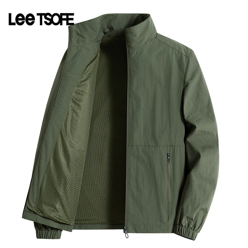 LEE TSOFE夹克男立领短款外套2025春夏休闲宽松男士大码男装上衣