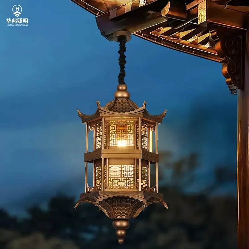 新中式吊灯户外禅意宫廷楼阁茶室过道庭院饭店屋檐别墅古建筑灯笼