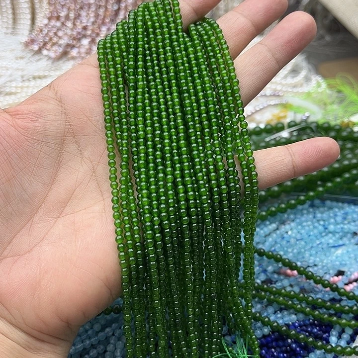 玛瑙/玉髓未镶嵌珠宝半成品一条3mm左右碧玉