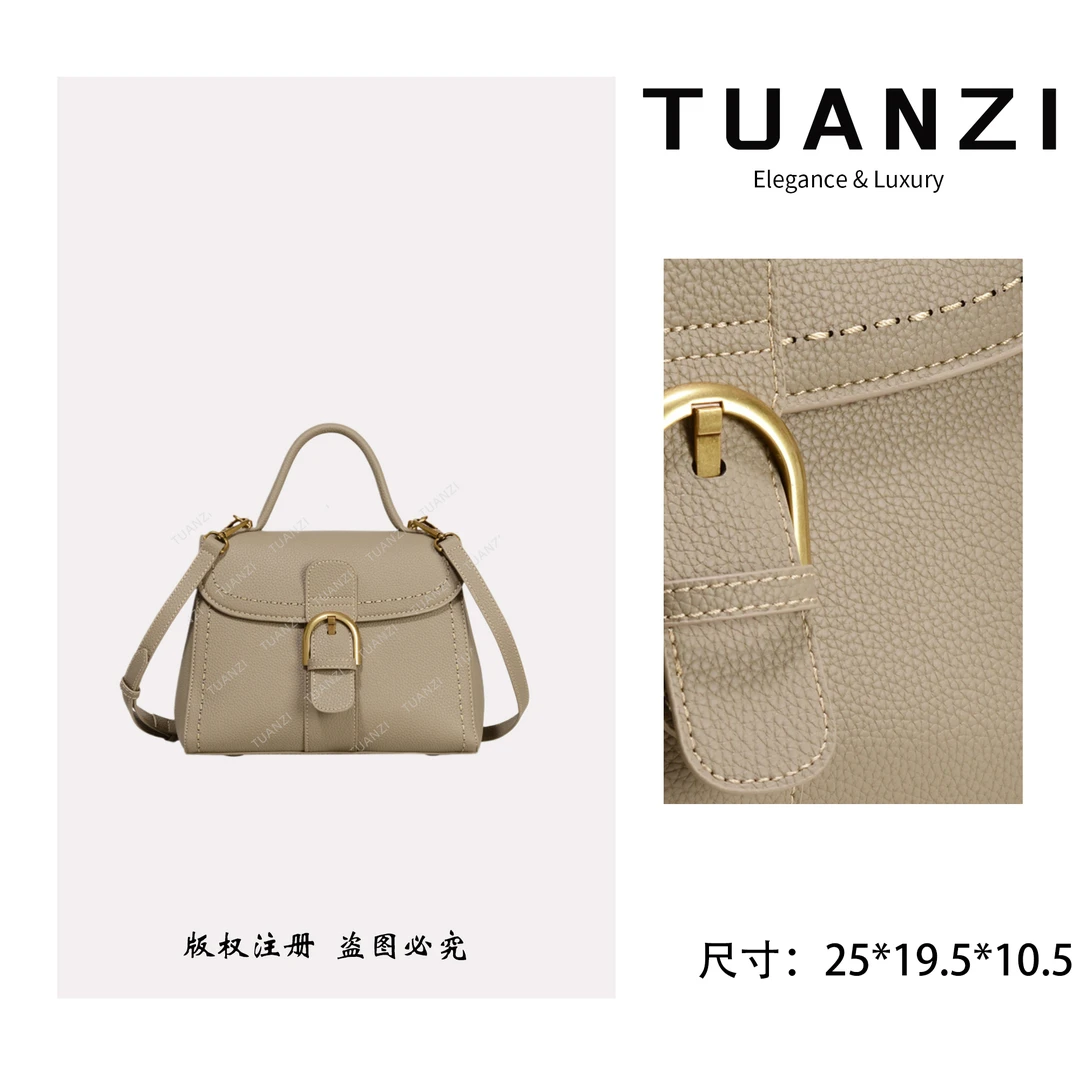 【25cm】手提斜挎腋下TUAN′ZI定制真皮女包 GQ-1905-大象灰