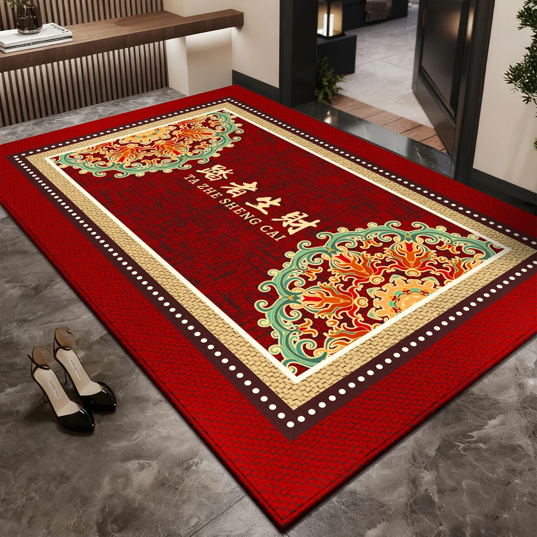 法超绒地毯喜庆新年玄关地垫入户门垫进门脚垫免洗口垫子可裁剪