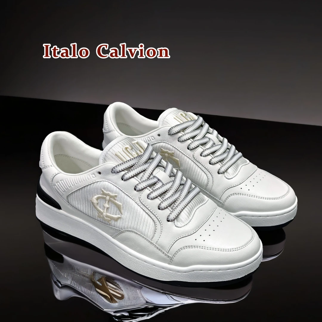 【皇嘉名品】Italo Calvino春季新款男士真皮休闲低帮透气时尚板鞋