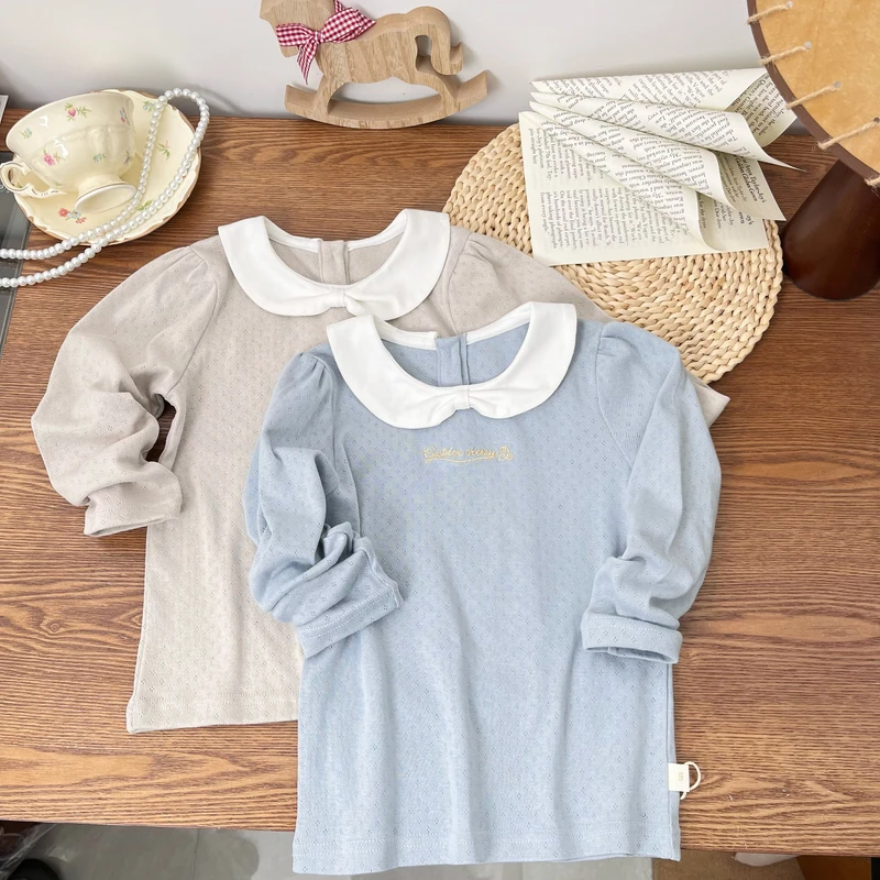 【Golden cherry】儿童娃娃领字母刺绣印花打底衫jyt1051