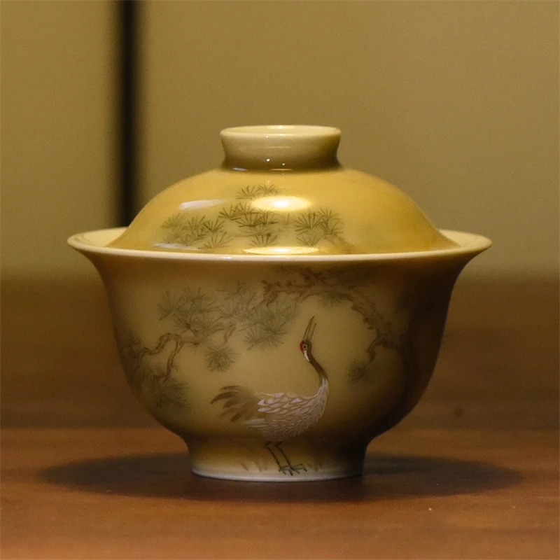 YYSF8021[学茶严选]宣纸仙鹤盖碗茶杯茶器