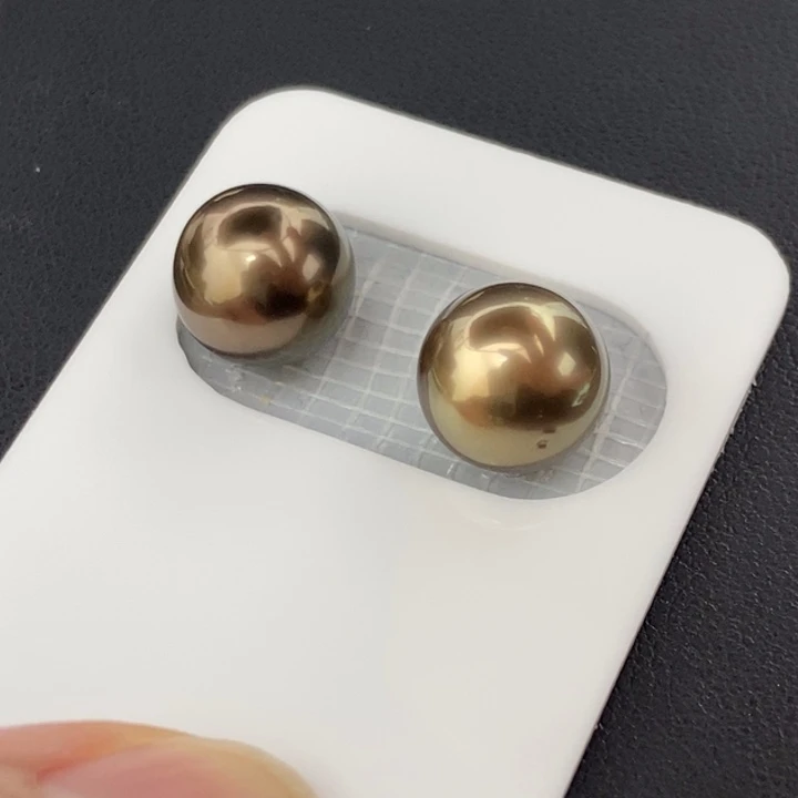 裸珠未镶嵌海水珍珠10.1mm单颗/正圆大溪地古铜色镜面光