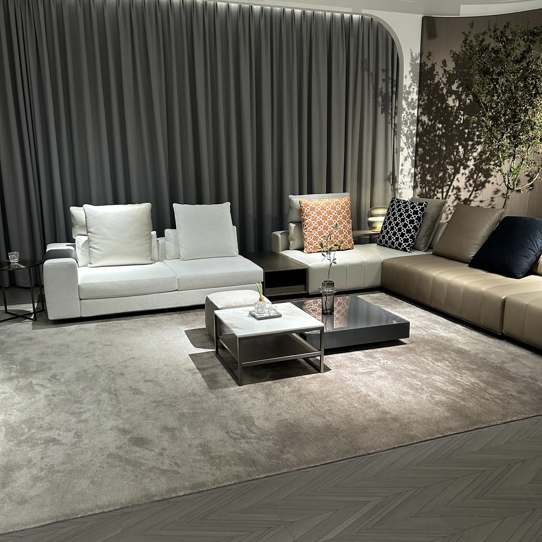 【原版复刻钢琴键沙发】客厅沙发意式极简横厅大平层家用皮艺沙发