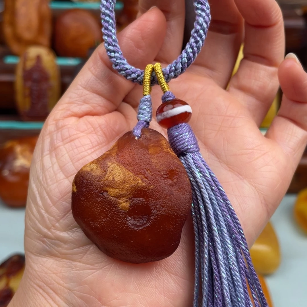 定制琥珀未镶嵌蜜蜡钥匙挂