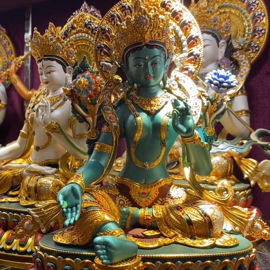 绿度母彩绘摆件27cm