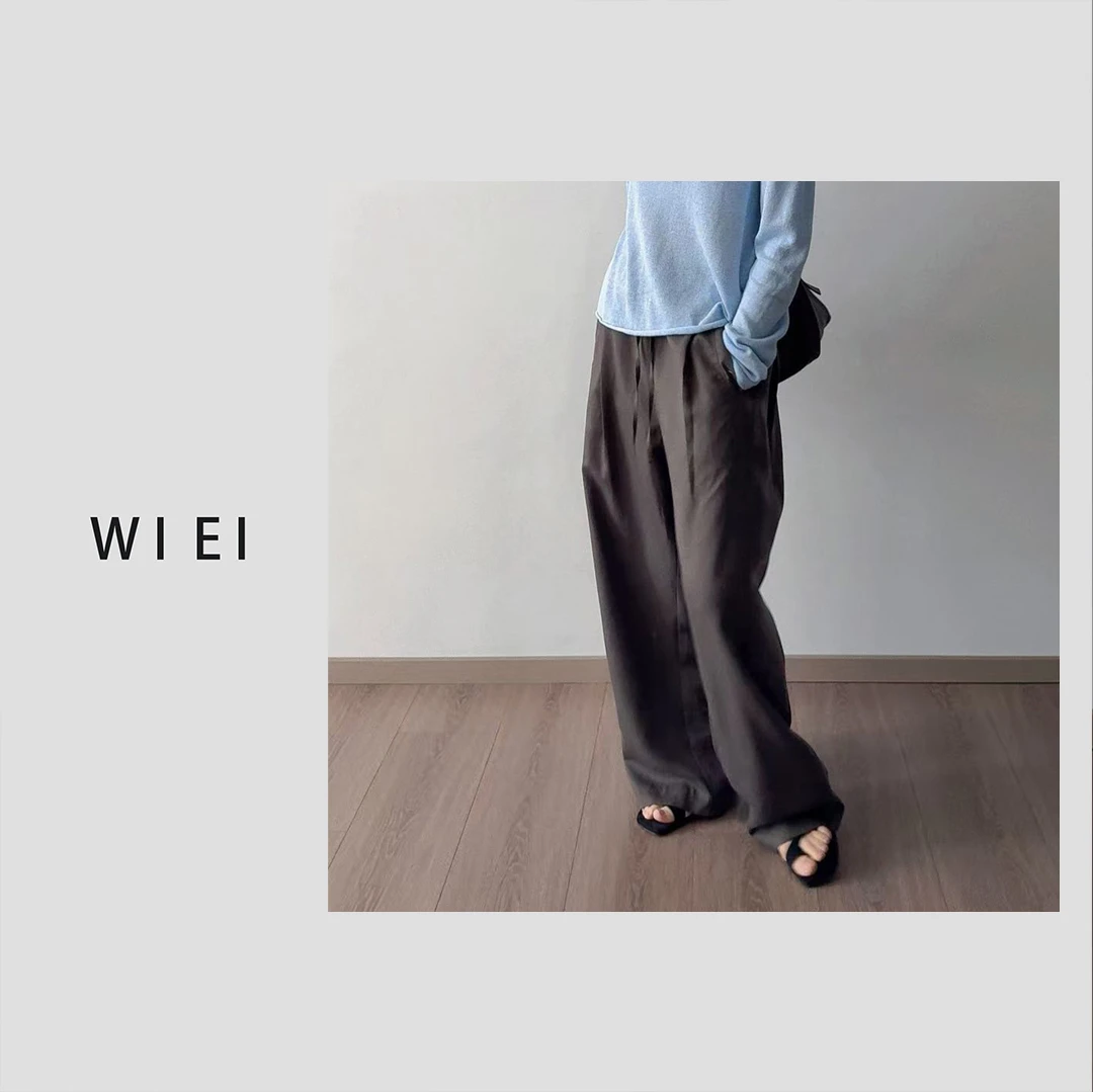 《WI EI》超模裤*强推B搭 木代尔亚麻 極简抽绳直筒休闲裤 5V056