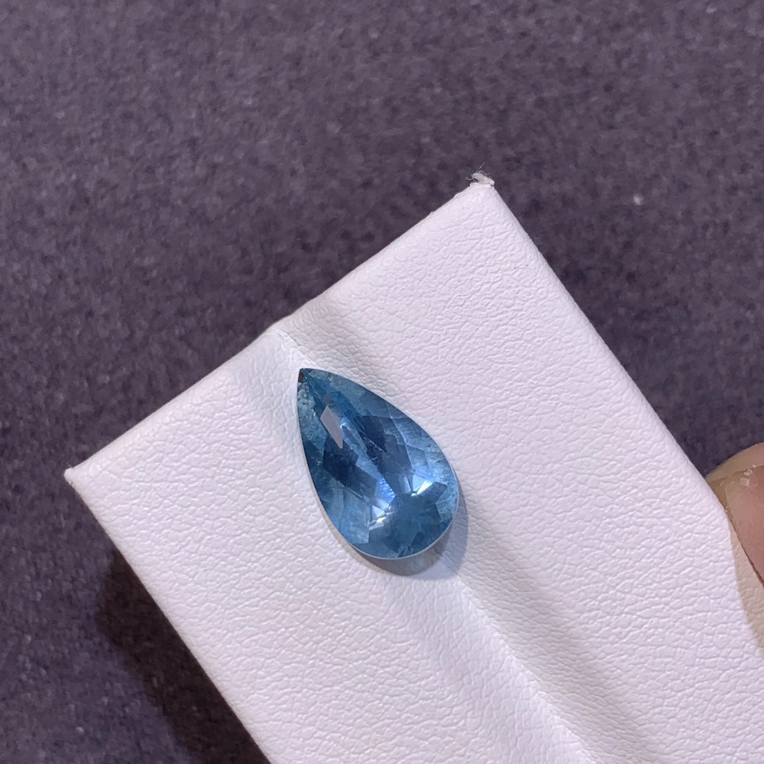 3克拉天然超级圣玛利亚海蓝宝裸石颜色鲜艳浓郁晶体干净切工精美